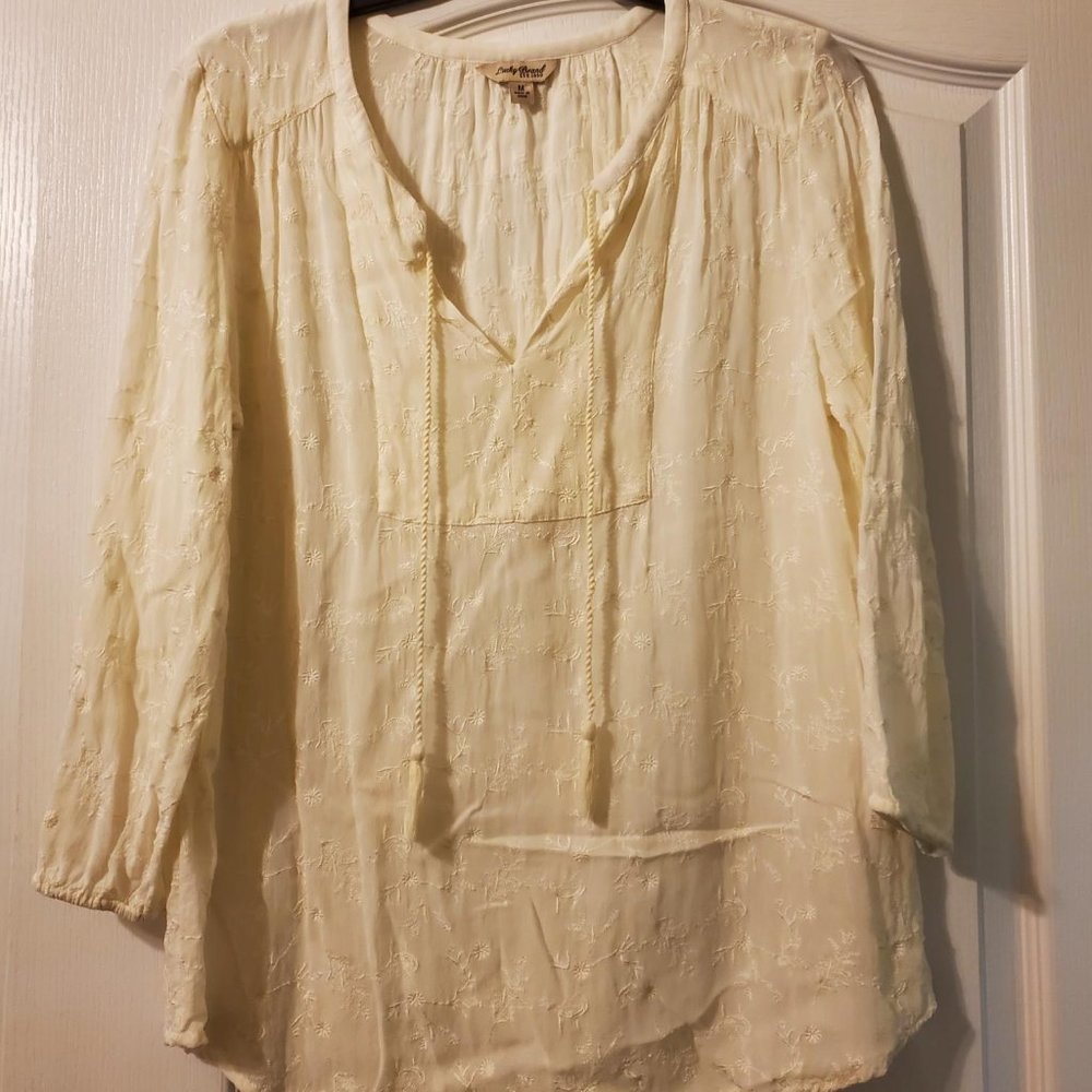 #430 Lucky Off White/Cream Bohemian Peasant Top Size Medium
